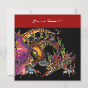 Invitación DRAGO violeta púrpura negro rojo