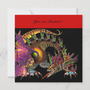 Invitación DRAGO violeta púrpura negro rojo