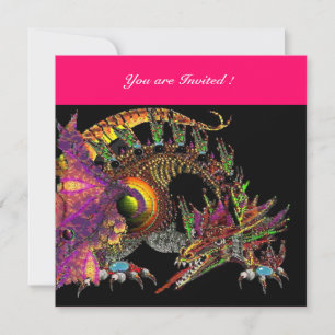 Invitación DRAGO violeta púrpura negro rojo rosa