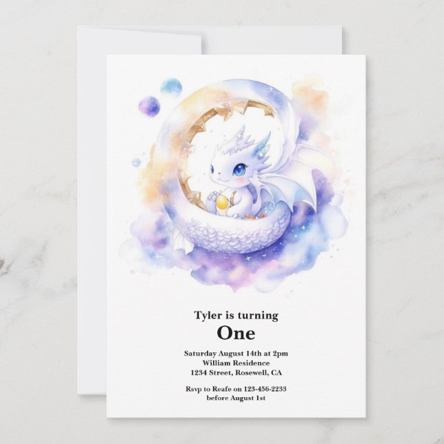 Invitación Dragón 1er cumpleaños (Anverso)