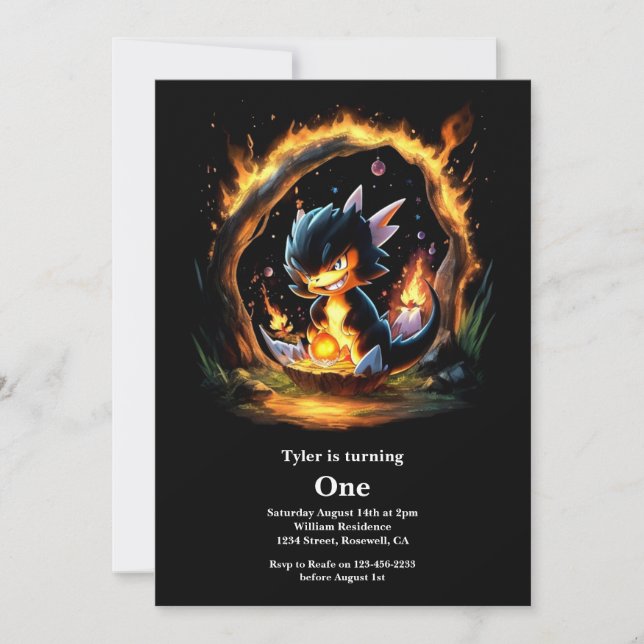 Invitación Dragón 1er cumpleaños (Anverso)