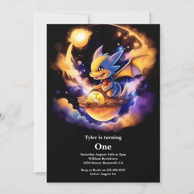 Invitación Dragón 1er cumpleaños (Anverso)