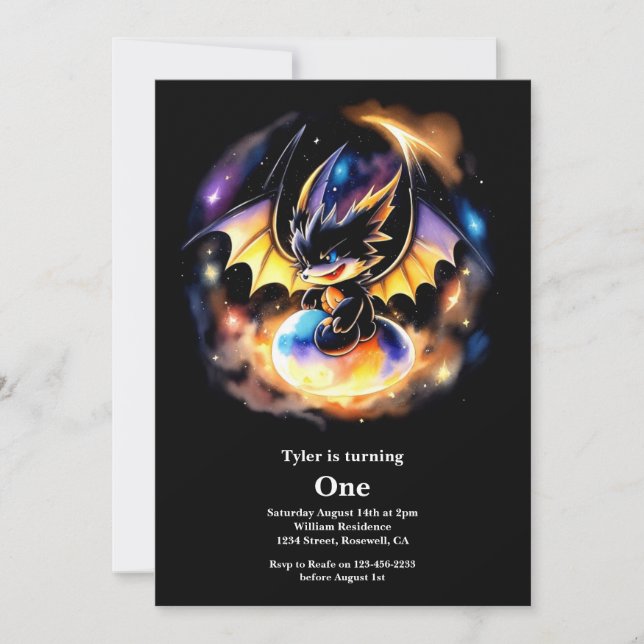 Invitación Dragón 1er cumpleaños (Anverso)