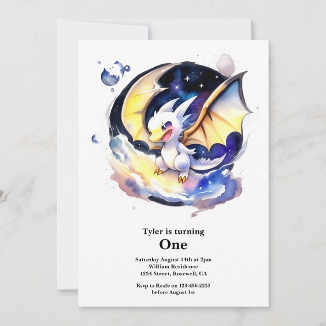 Invitación Dragón 1er cumpleaños (Anverso)