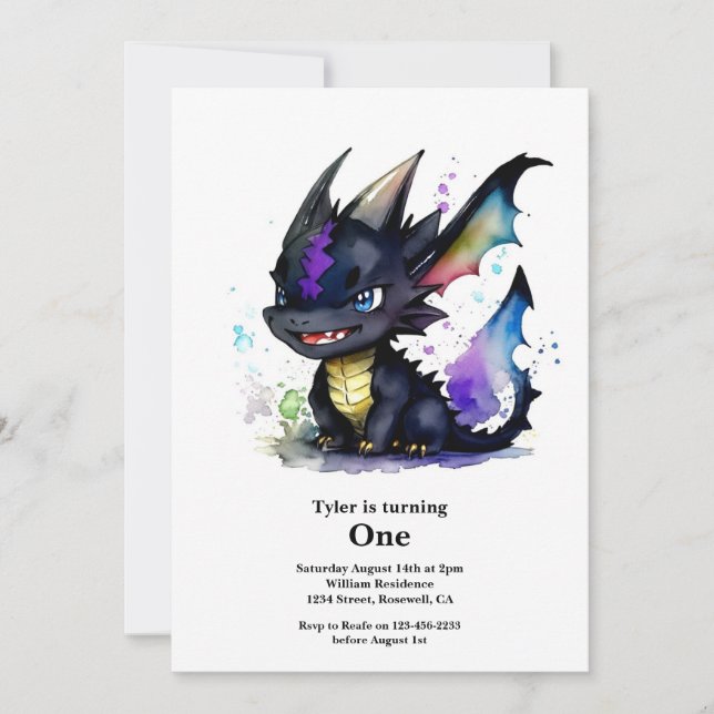 Invitación Dragón 1er cumpleaños (Anverso)