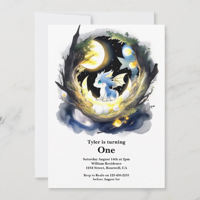 Invitación Dragón 1er cumpleaños (Anverso)