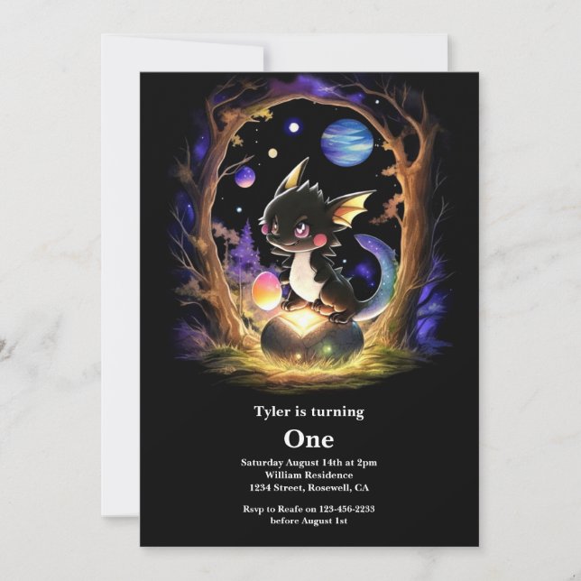 Invitación Dragón 1er cumpleaños (Anverso)
