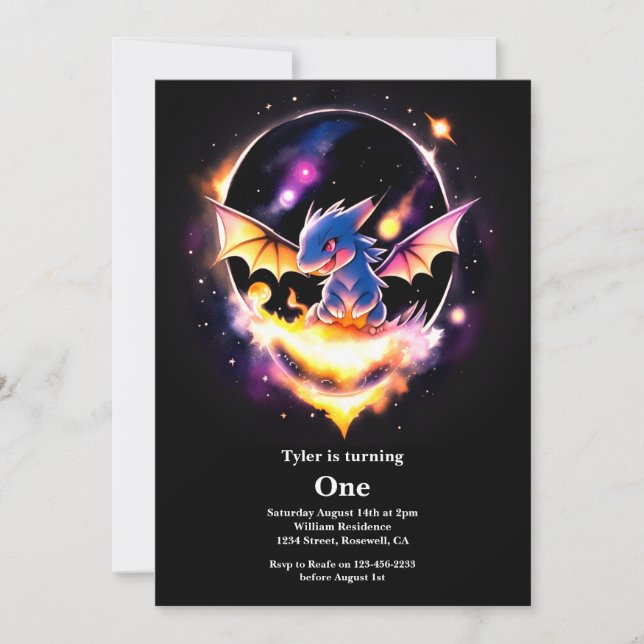 Invitación Dragón 1er cumpleaños (Anverso)