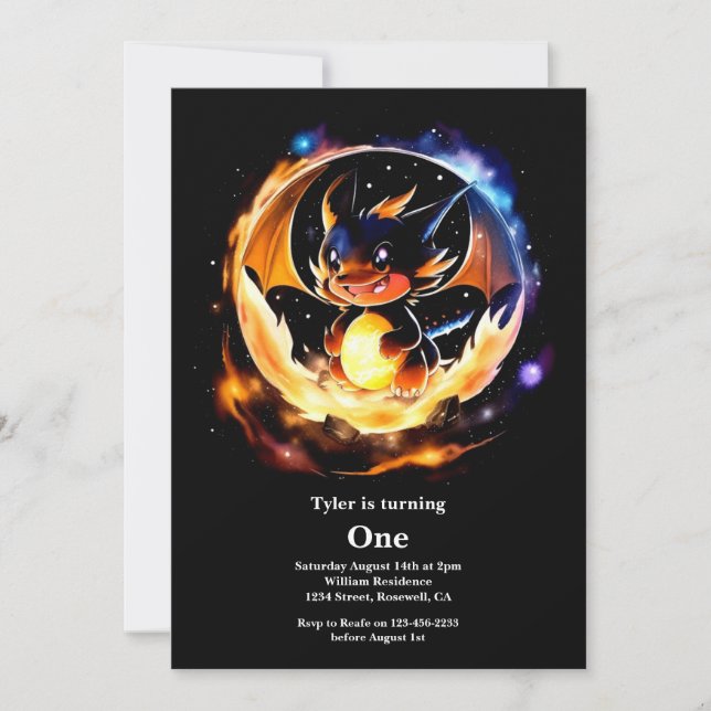 Invitación Dragón 1er cumpleaños (Anverso)