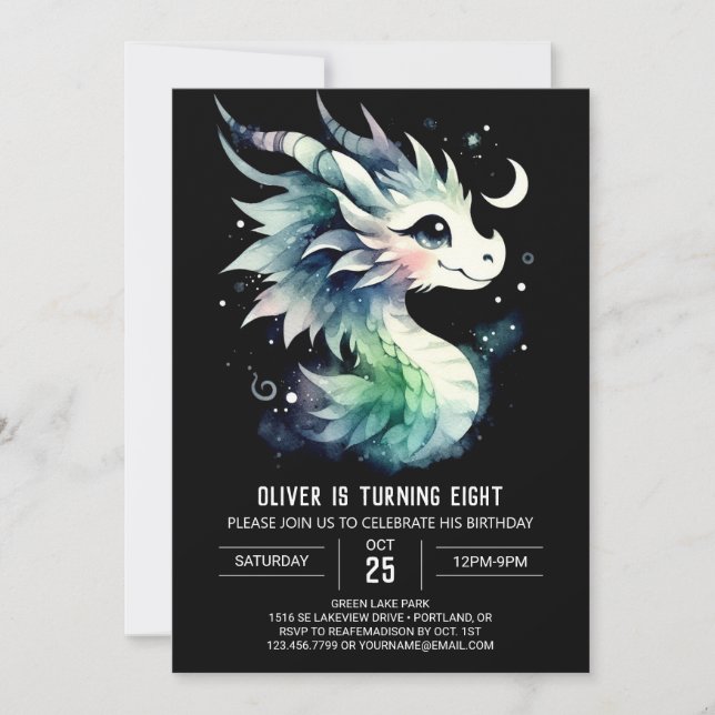 Invitación Dragón acuático Niños de cumpleaños (Anverso)