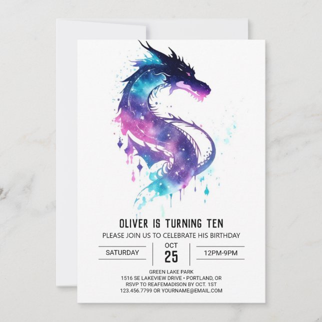 Invitación Dragon Adventure Printable Cumpleaños (Anverso)
