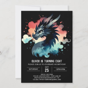 Invitación Dragón alado digital de cumpleaños