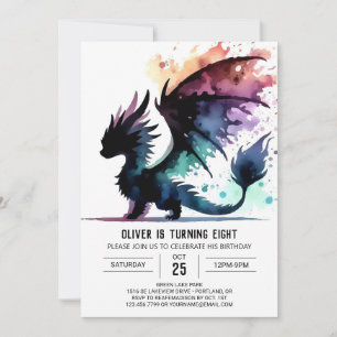 Invitación Dragón artesano digital de cumpleaños