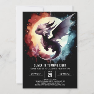 Invitación Dragón artístico Cumpleaños Imprimible