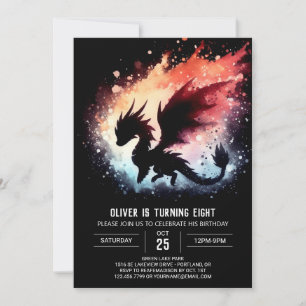 Invitación Dragón artístico Personalizado de cumpleaños