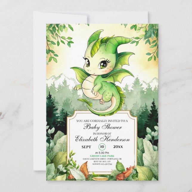 Invitación Dragon Baby Shower (Anverso)