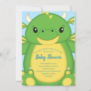 Invitación Dragon Baby Shower Blue
