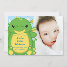 Invitación Dragon Baby Shower Blue