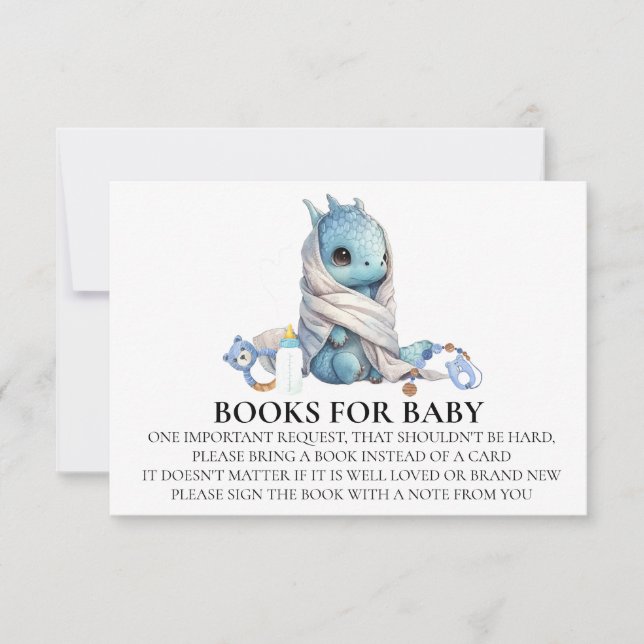 Invitación Dragon Baby Shower Book for Baby (Anverso)