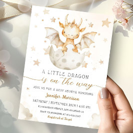 Invitación Dragon Baby Shower Cute Boho Watercolor