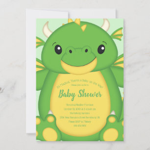 Invitación Dragon Baby Shower Green