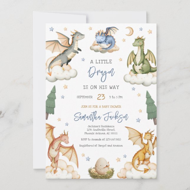 Invitación Dragon Baby Shower Invitation (Anverso)