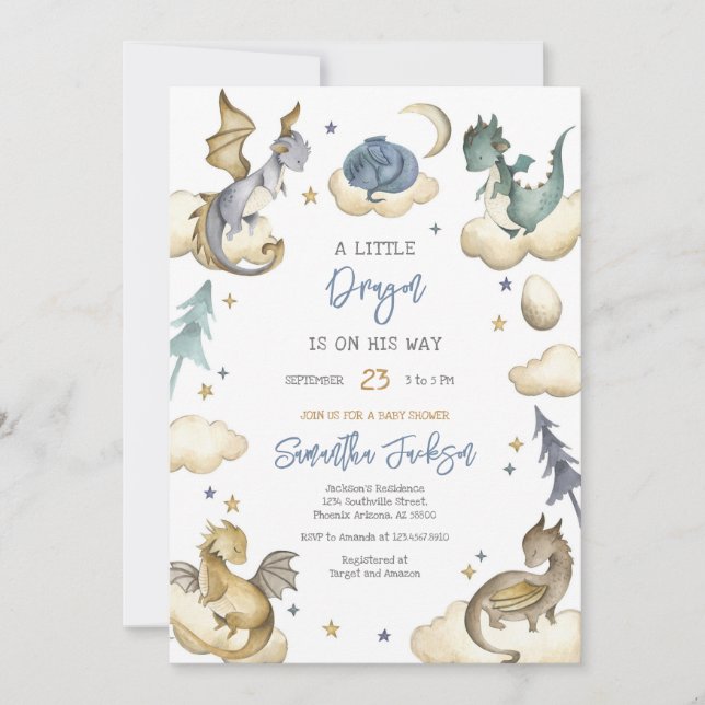 Invitación Dragon Baby Shower Invitation (Anverso)