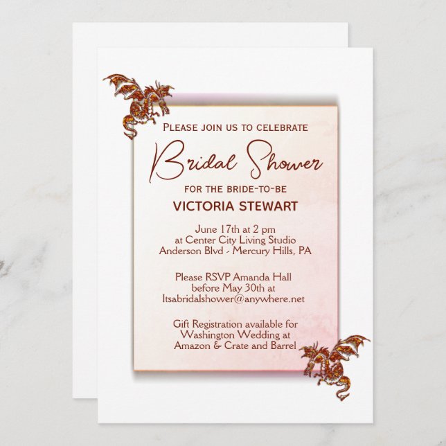 Invitación Dragon Bridal Shower Invitation (Anverso / Reverso)