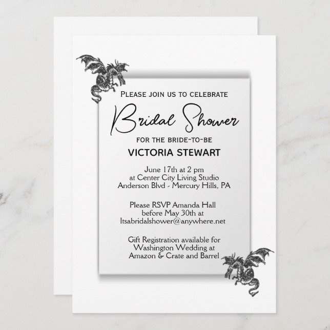 Invitación Dragon Bridal Shower Invitation (Anverso / Reverso)