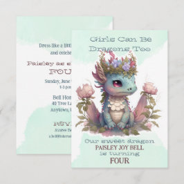 Invitación Dragón Chica de cuatro años