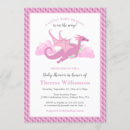 Invitación Dragon Chica Whimsical Rosa Baby Shower