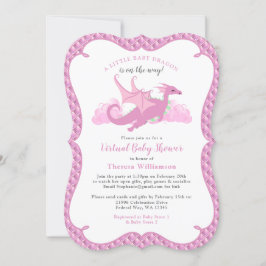 Invitación Dragon Chica Whimsical Rosa Virtual Baby Shower