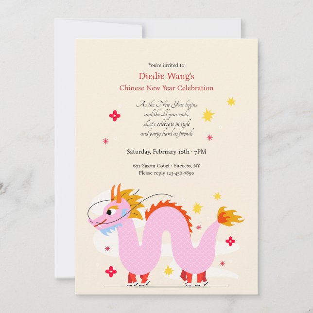 Invitación Dragón chino (Anverso)