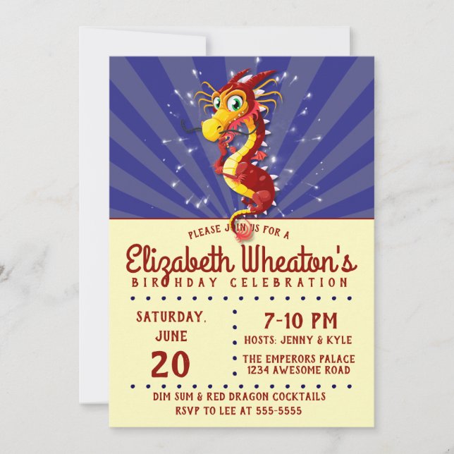 Invitación Dragón chino de Año Nuevo (Anverso)