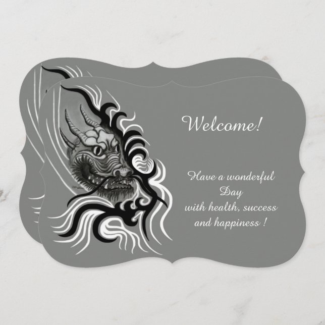 Invitación Dragón chino en tatuaje (Anverso / Reverso)