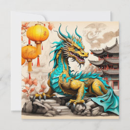 Invitación Dragón chino tradicional para el Año Nuevo chino