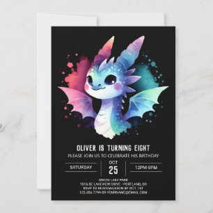 Invitación Dragón con encanto artístico Cumpleaños