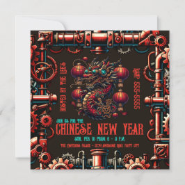 Invitación Dragón de Año Nuevo Chino Steampunk