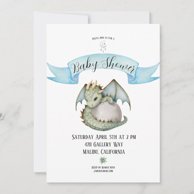 Invitación Dragón de bebé (Anverso)