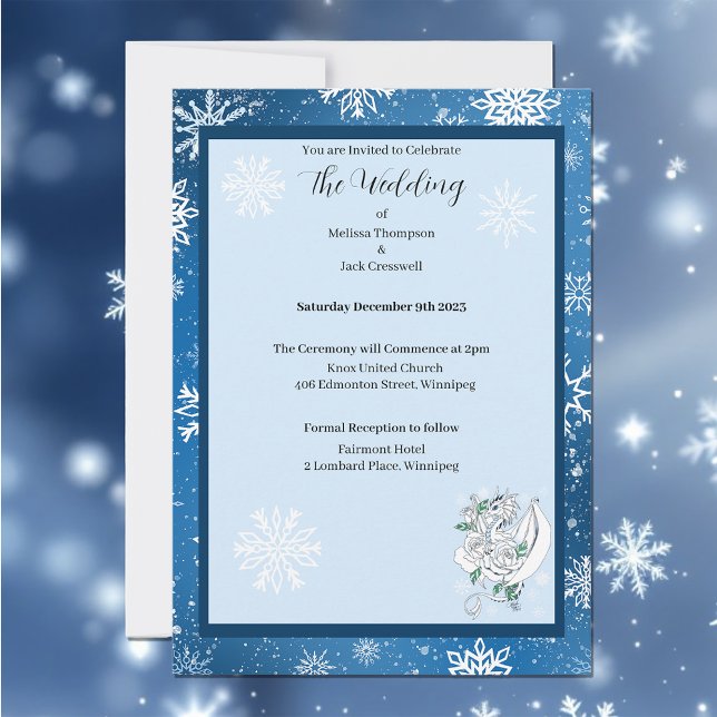 Invitación Dragón de invierno blanco Snowflakes Blue (Subido por el creador)