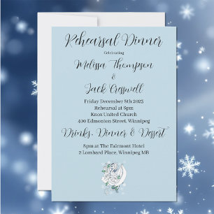 Invitación Dragón de invierno blanco Snowflakes Blue