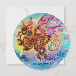 Invitación DRAGÓN DE MAR azul violeta púrpura negro amarillo