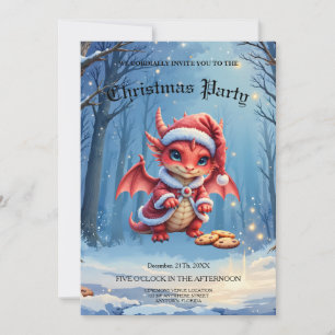 Invitación dragón de Navidad, demasiado lindo para arrestar, 