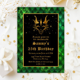 Invitación Dragón de oro con fiesta de cumpleaños de escalas