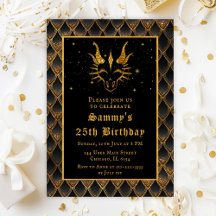 Dragón de oro con fiesta de cumpleaños de escalas 