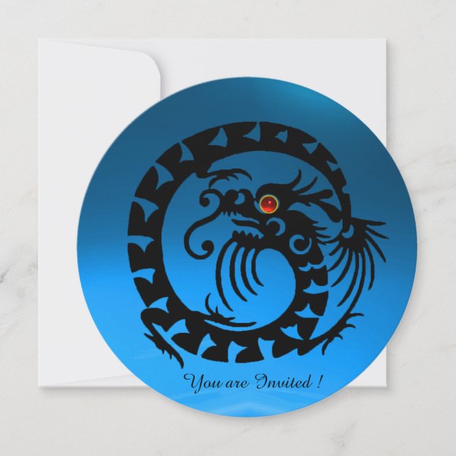 INVITACIÓN DRAGÓN DE SERPIENTE NEGRA PIEDRA PRECIOSA SAPPHIRE (Anverso)