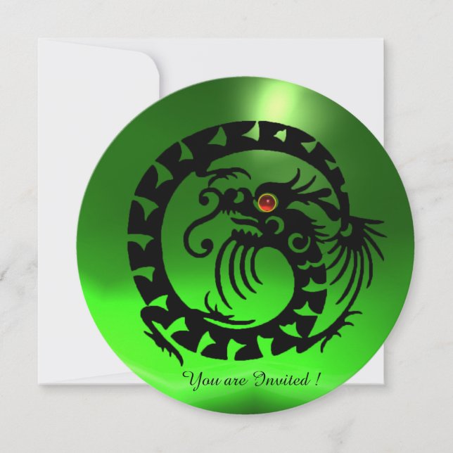 INVITACIÓN DRAGON DE SNAKE NEGRO EMERALD GREEN GEM STONE (Anverso)
