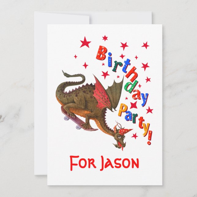 Invitación Dragón del cumpleaños (Anverso)