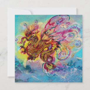 Invitación DRAGÓN DEL MAR azul violeta púrpura negro amarillo