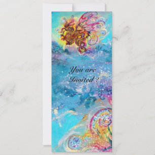 Invitación DRAGÓN DEL MAR azul violeta púrpura negro amarillo